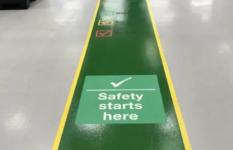 green demarcation in a factory