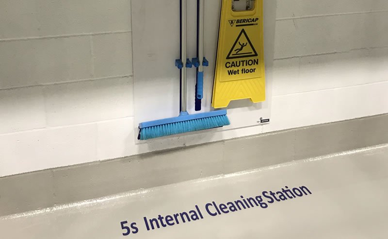 internal cleaning station marked out for employees