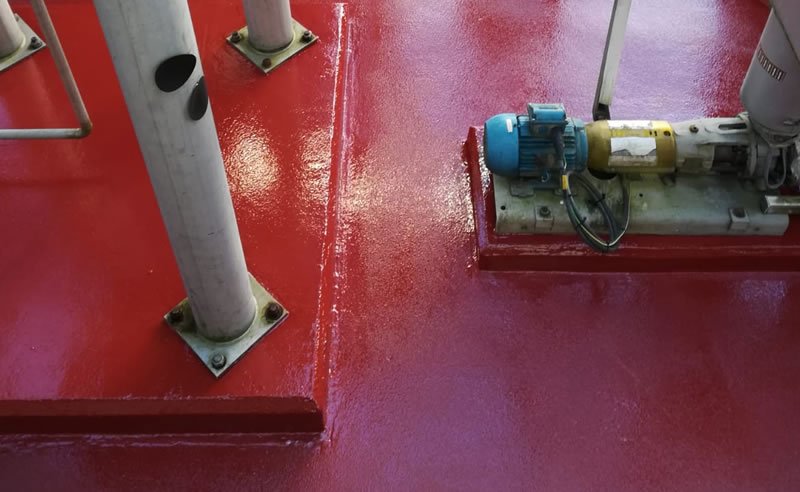 red resin flooring for a chemical bund
