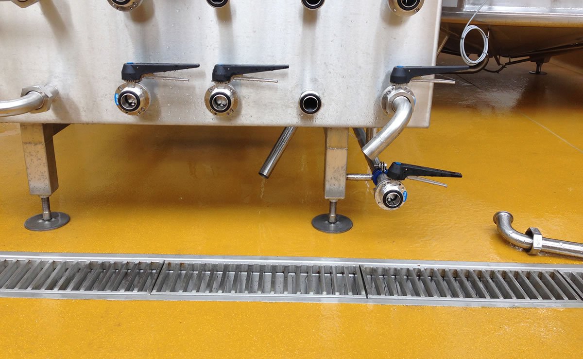 yellow resin flooring for a brewery